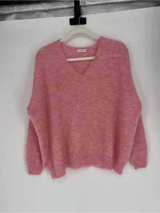 Masscob Sweaters - Masscob La Coruna Mohair Polyamide Wool Blend Pink V Neck Pullover Sweater L